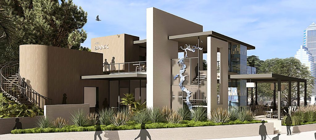 The design for the St. Johns River Park restaurant building is at 70% completion.