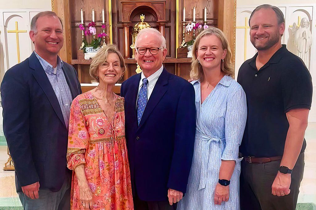 Kathy and Jerry celebrated their 50th wedding anniversary in 2024 with their children and a special blessing at Assumption Catholic Church.