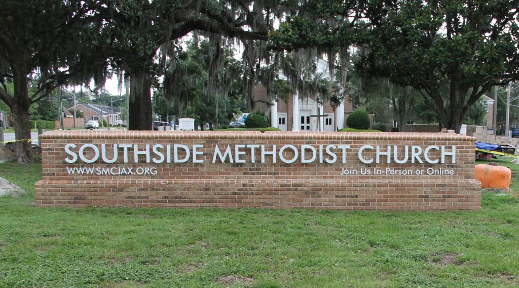 The church’s marquee sign has been updated to improve its visibility.