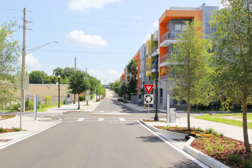 Park Street now features roundabouts, thanks to the road diet project, as traffic calming measures to provide a safer environment for walkers and bikers.