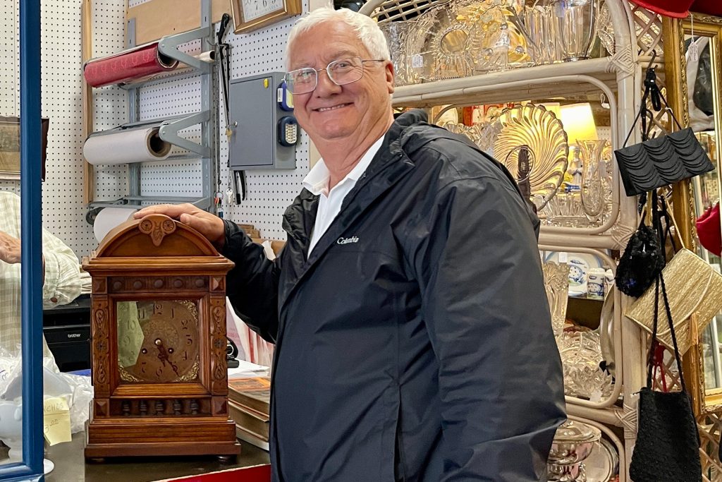 John has a newfound affinity for repairing antique clocks.