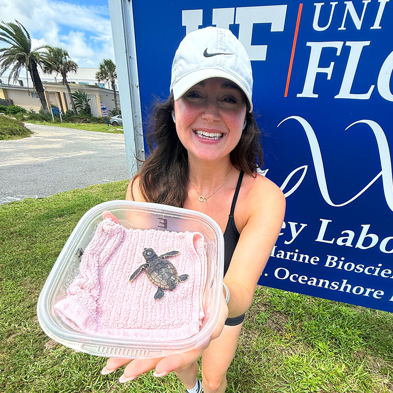 Olivia and Squirt at UF Whitney Lab Sea Turtle Hospital.
