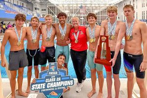 Carter Wright (seated), Miguel Aguilar, Lukas Morrell, Liam Roberts, Head Coach Laurel Valley, Chance Bottenfield, Peter de Boer