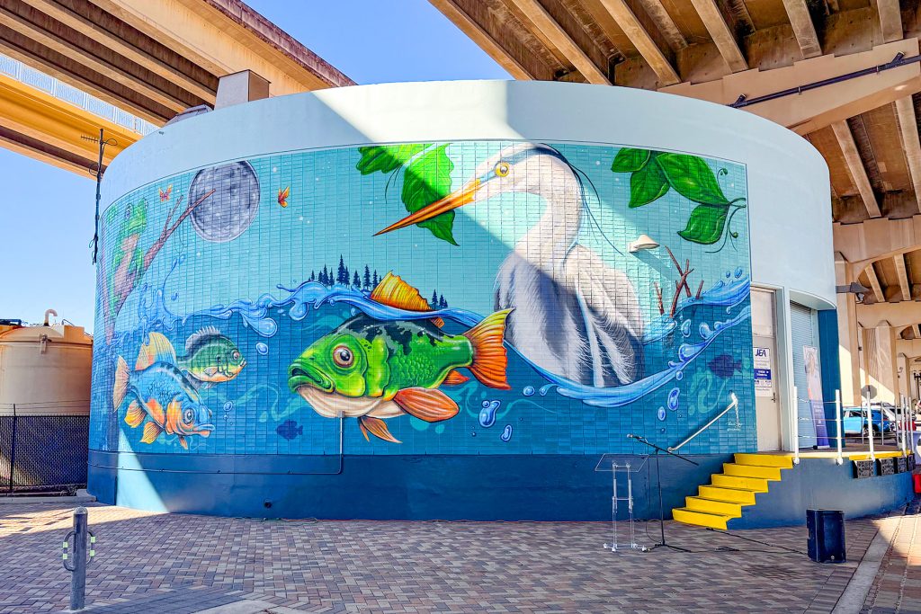 “Abundant Waters” has beautified the JEA pump station beneath the Fuller Warren Bridge.