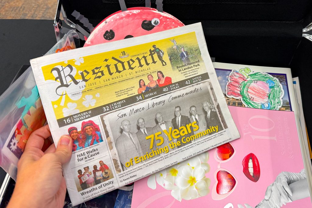 Resident Community News Group made its own contribution to the San Marco Library time capsule with a copy of its March 2025 issue and its 2025 “Circles Social Datebook and Charity Register.”