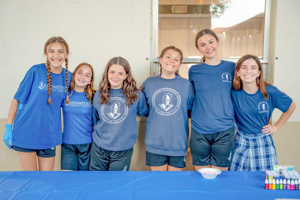 Student event volunteers Olivia Amico, Emma Markman and Averie Turner with Emma Spears, Ava Meriwether and, Emma Sasser