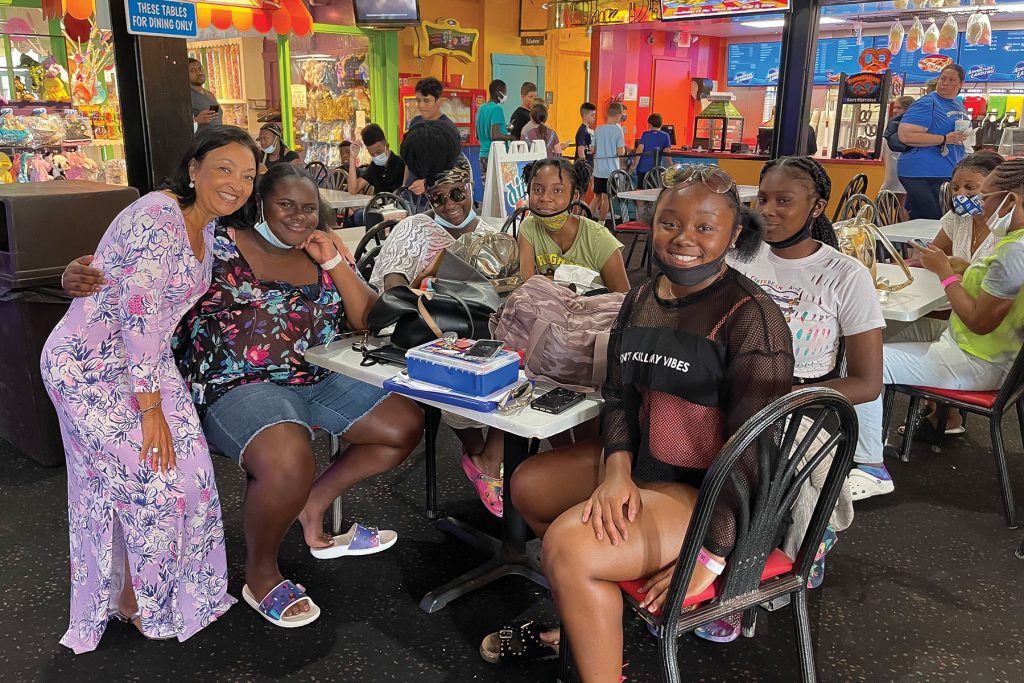 Carla with students at an
Adventure Landing summer camp