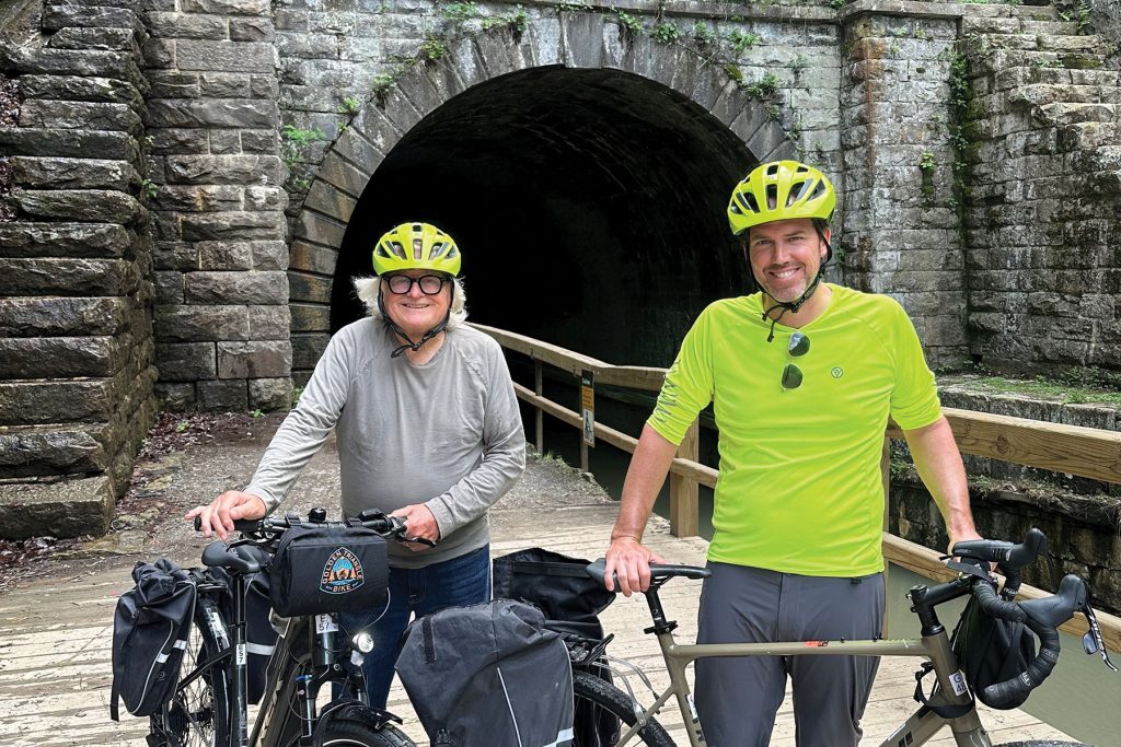 Steve and Michael Pajcic biking from Pittsburgh to Washington, D.C. in 2025