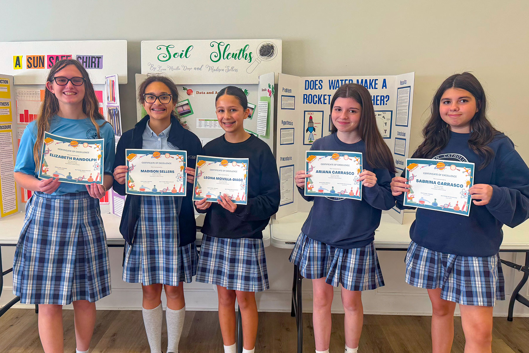 Elizabeth Randolph, Madison Sellers and Leona Movilla-Diago and Ariana Carrasco and Sabrina Carrasco.