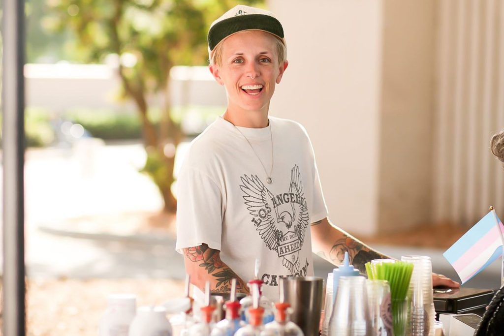 Lauren behind the bar at her mobile bartending company – a precursor to The Greenhouse Bar.