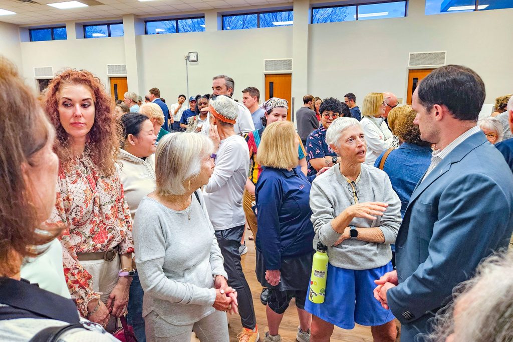 Concerned residents share feedback with District 5 City Councilmember Joe Carlucci regarding the now-shelved idea to relocate the tennis and pickleball courts.
