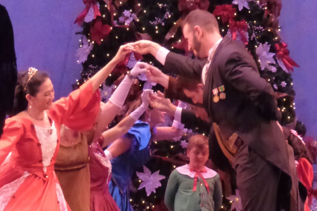 Avis Chen Boulter and Christopher McGill on stage as Mother and Father Stahlbaum in the “Community Nutcracker.”