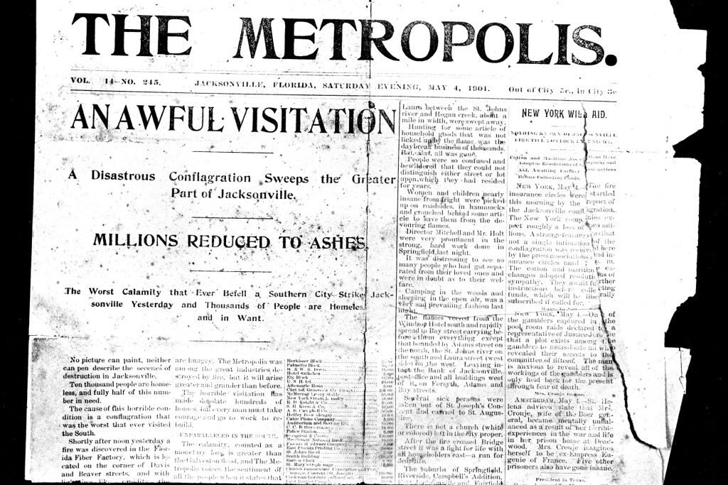 Headline from The Metropolis, later renamed the Jacksonville Journal