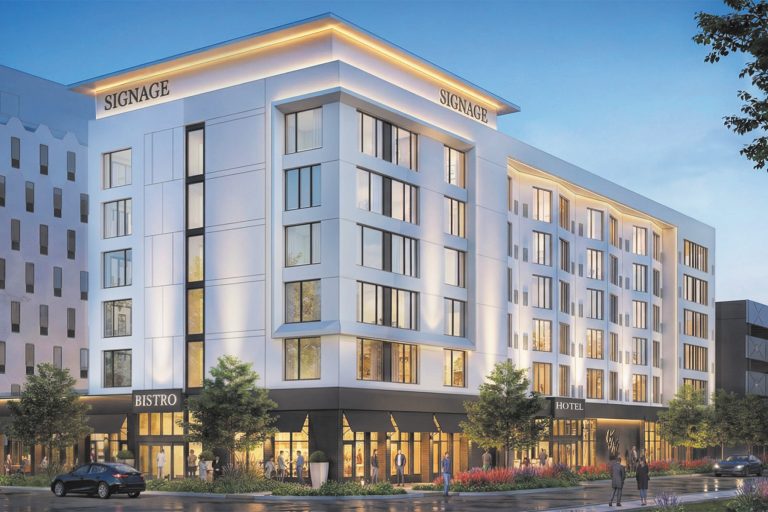 A rendering by Kasper Architects and Associates depicts new designs for the Five Points Hotel at Post and May streets.