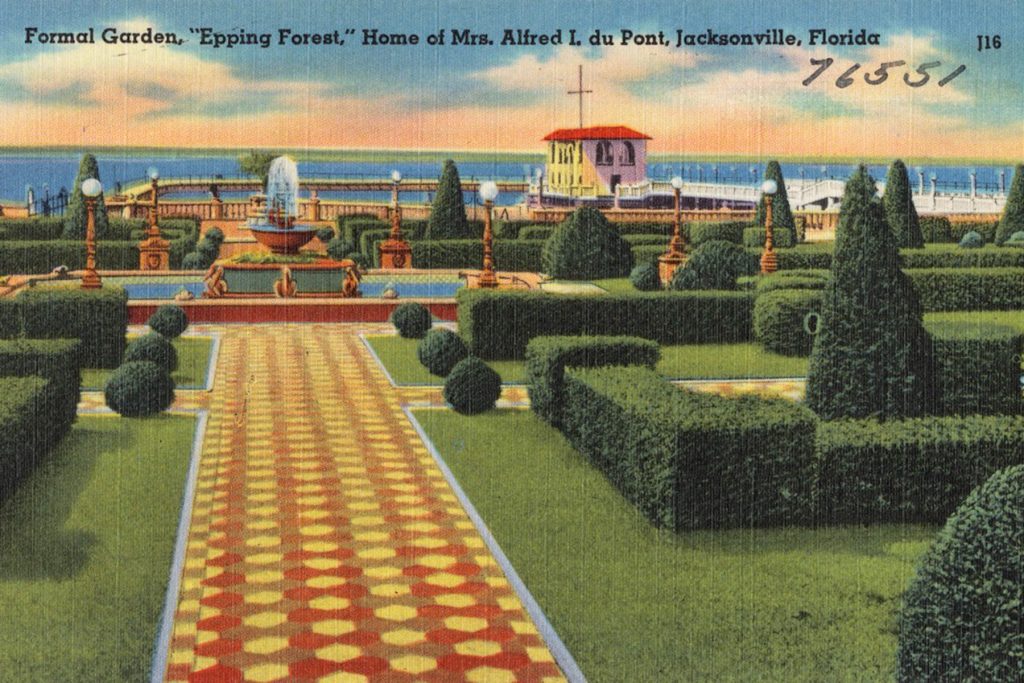 A postcard depicting the gardens at Epping Forest, circa 1930-1945