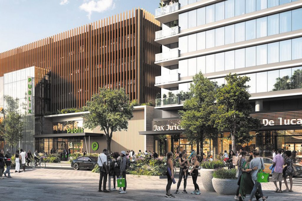 A rendering depicts the incoming Publix, Pearl Square’s flagship tenant and retail anchor.