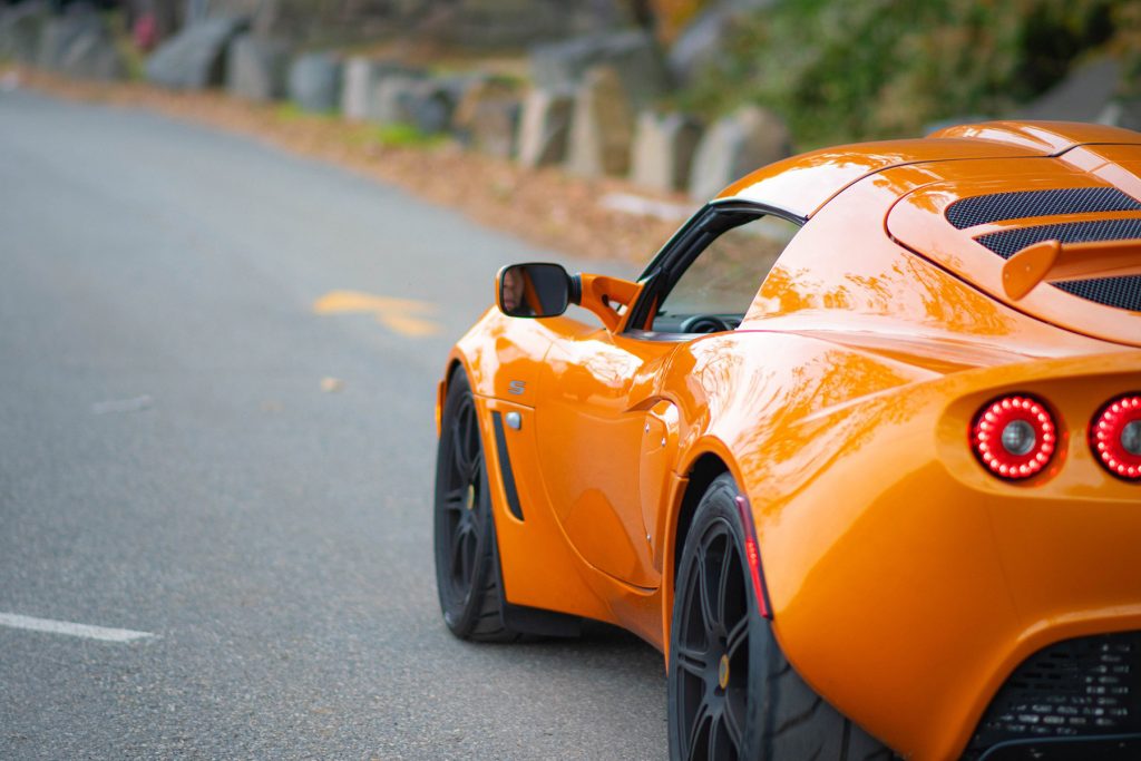 beautiful car with sunlight reflecting off