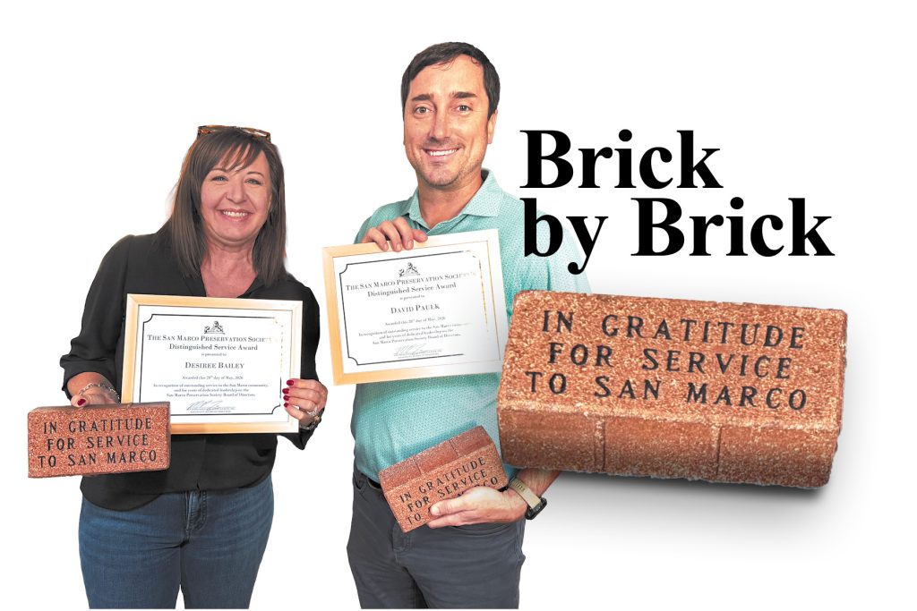 San Marco Preservation Society past board members Desiree Bailey and David Paulk are recognized for their years of service to the organization and the community it works to preserve.