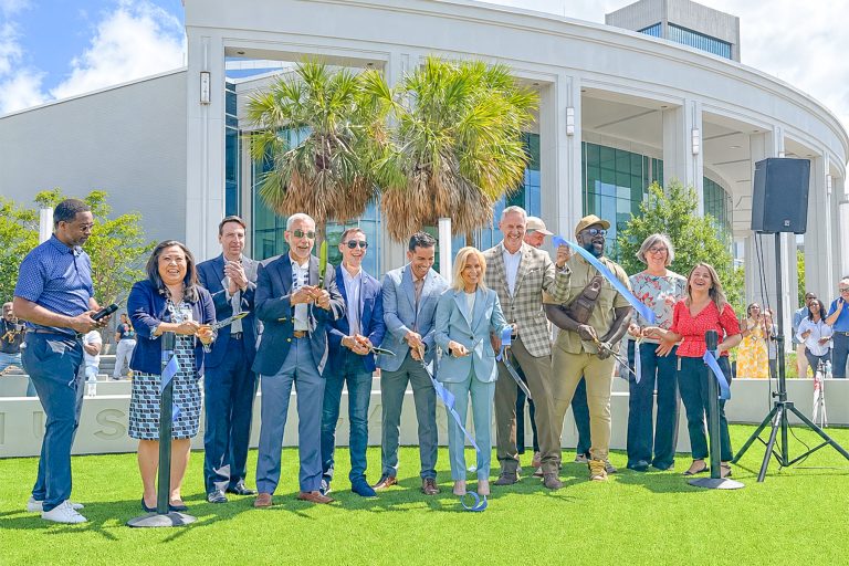 Mayor Donna Deegan, city leaders and community stakeholders officially open the riverfront park with a ribbon-cutting ceremony.