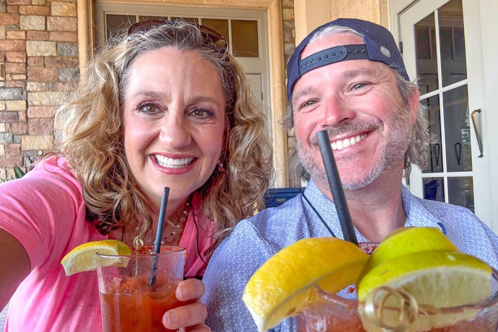 smiling with drinks