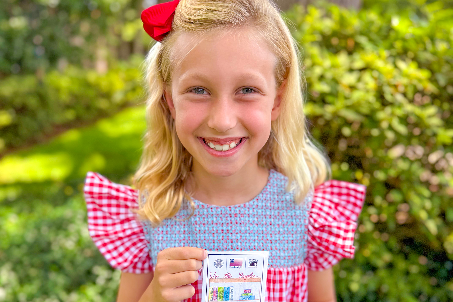 Ortega Forest junior resident Margaret McCaul turned her love of reading, art and America into a nationally recognized bookmark design for Second Lady Usha Vance’s Bookmark Design Challenge.